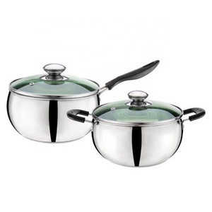 Cookware Covered Sauce Pan 201 Stainless Steel Single Bottom Milk Pot soup pot with Handle and Lid