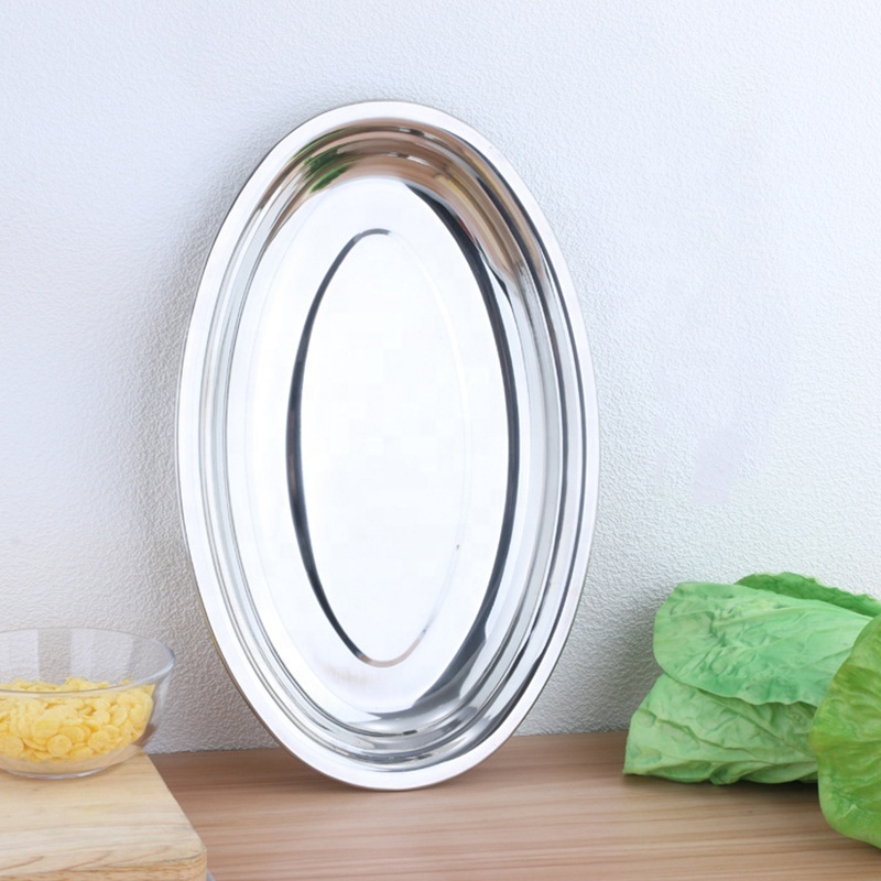 Kitchen Oval Egg Shape Stainless Steel Serving Plates High Quality Food Serving Tray