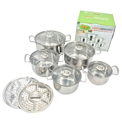 5pcs stock pot set with steaming tablets stainless steel reaturant kitchen soup pot