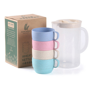 Household Mug Tea Set 5pcs Cheap Unbreakable Wheat Straw Kettle Set