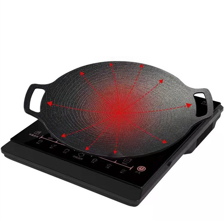 2022 New Cast Iron Crepe Pan 38cm Grill Fry with Handle Pan Pizza Pan