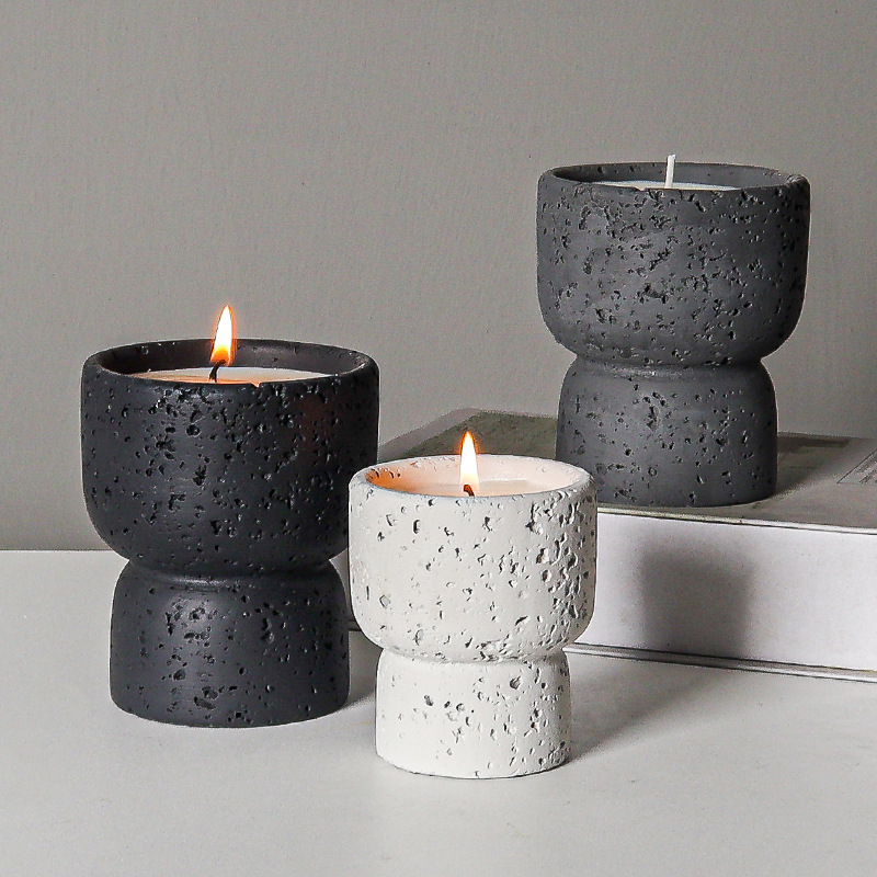 Wholesale Customized Luxury Scented soy wax scented candle Cement Multicolor Matte Black Making Container Holders Candle Jar