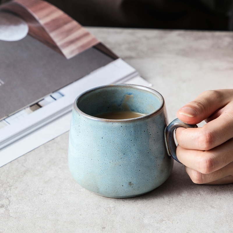 Vintage eco friendly customized ceramic cup reactive glaze coffee mug Retro stoneware mug