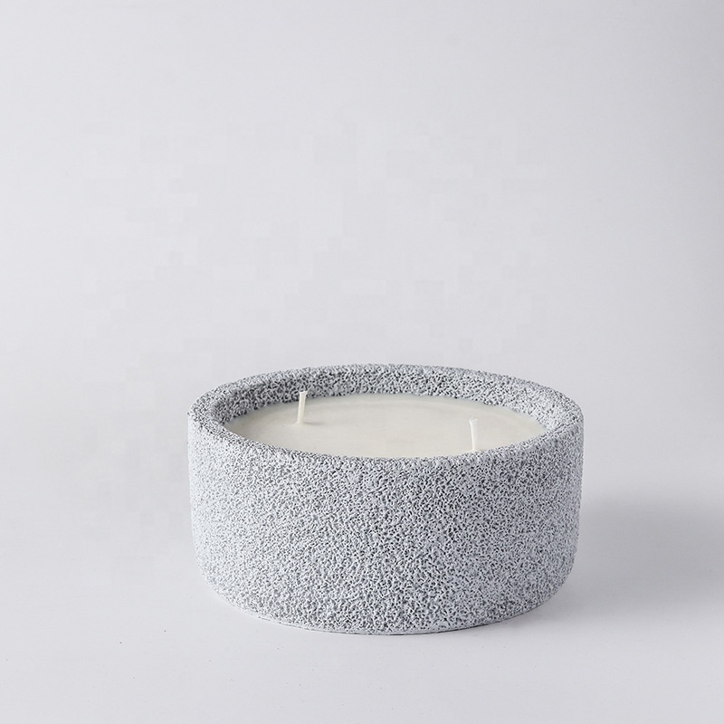 home decoration cheap wholesale matte hotel desktop decorative candle holder cement candle jar bowl