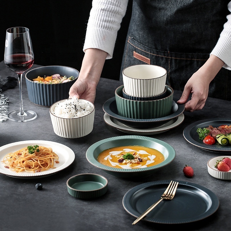 wholesale nordic tableware ceramic plates sets crockery dinnerware sets porcelain dinner set