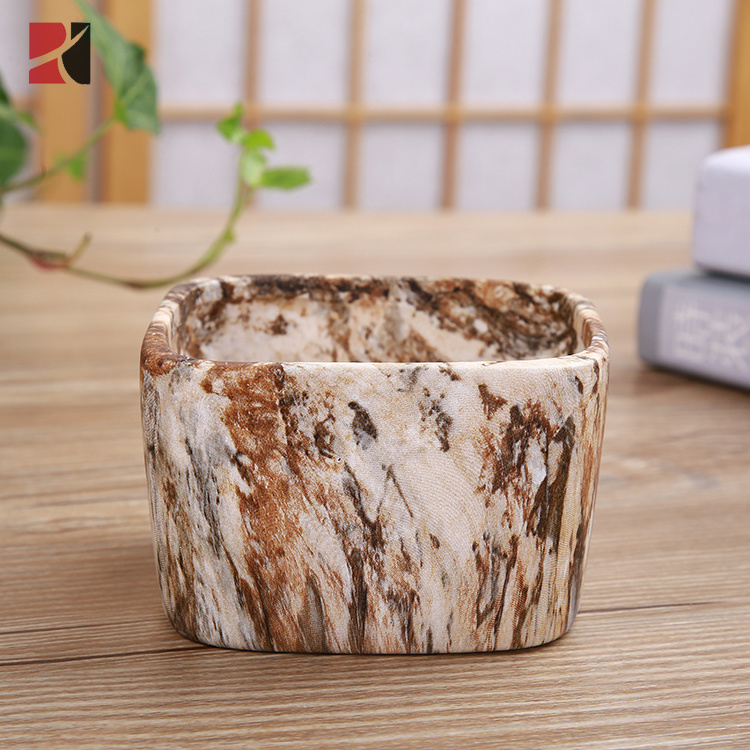 Hot sale mini square marble planter pots ceramic succulent plant pots