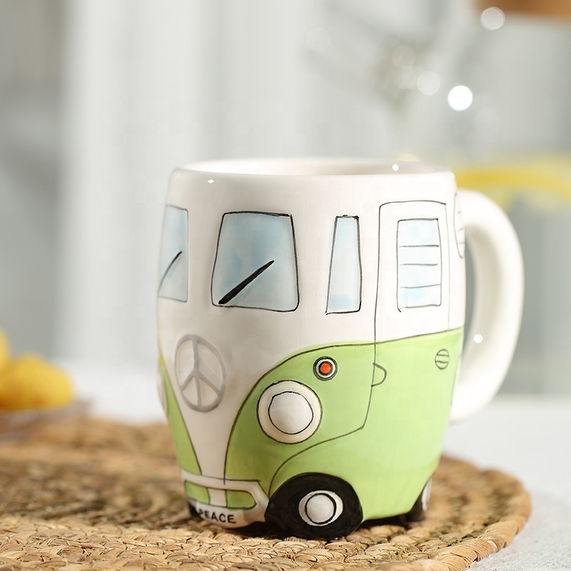 Camper Van - ceramic coffee cup Retro Bus Mug Creative custom cute  cup