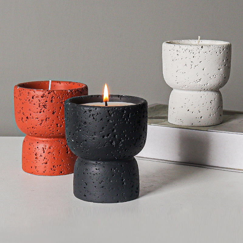 Wholesale Customized Luxury Scented soy wax scented candle Cement Multicolor Matte Black Making Container Holders Candle Jar