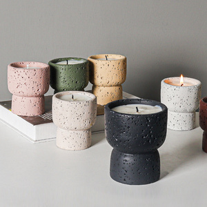 Wholesale Customized Luxury Scented soy wax scented candle Cement Multicolor Matte Black Making Container Holders Candle Jar