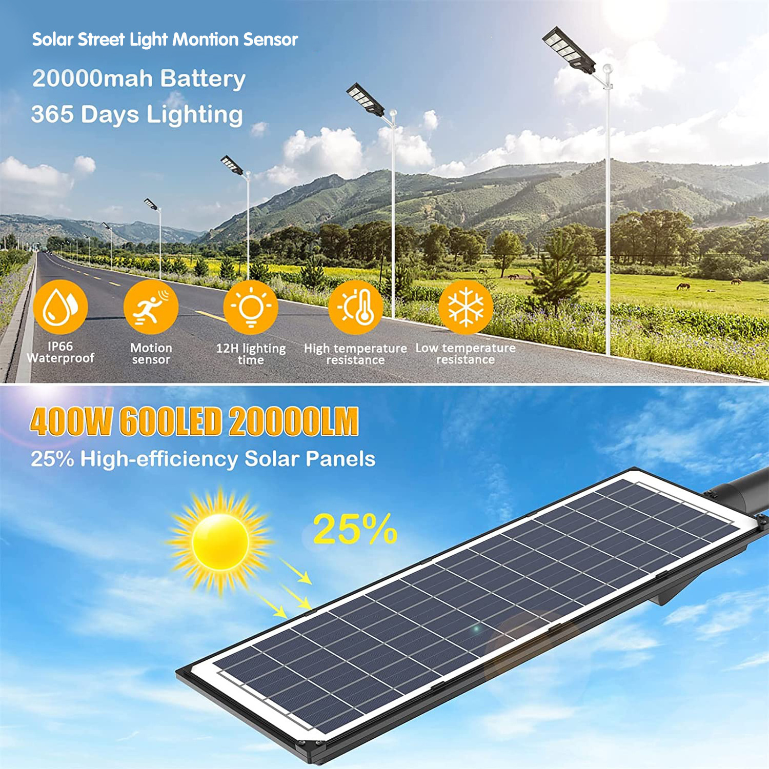 Farola Solar Commercial Waterproof 100W 200W 300W 500W 1000W System Price Lampadaire Solaire Outdoor Led Lamp Solar Street Light