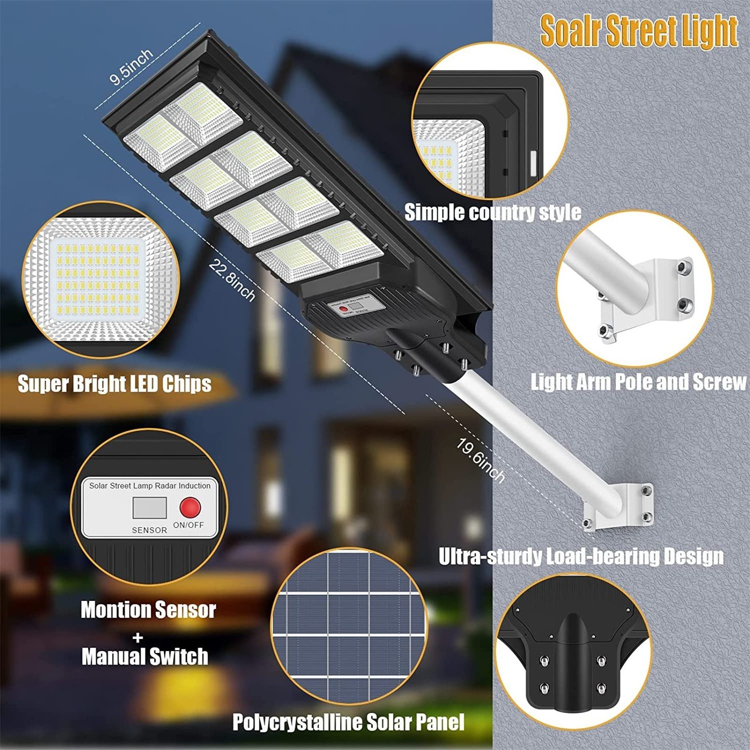 Farola Solar Commercial Waterproof 100W 200W 300W 500W 1000W System Price Lampadaire Solaire Outdoor Led Lamp Solar Street Light