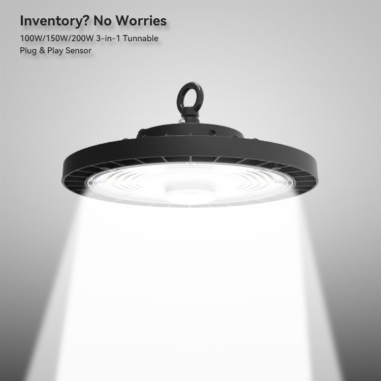 Highbay 100w 150w 200w  commercial & industrial DIP dimmable hi bay indoor warehouse factory fixture ufo led high bay lights