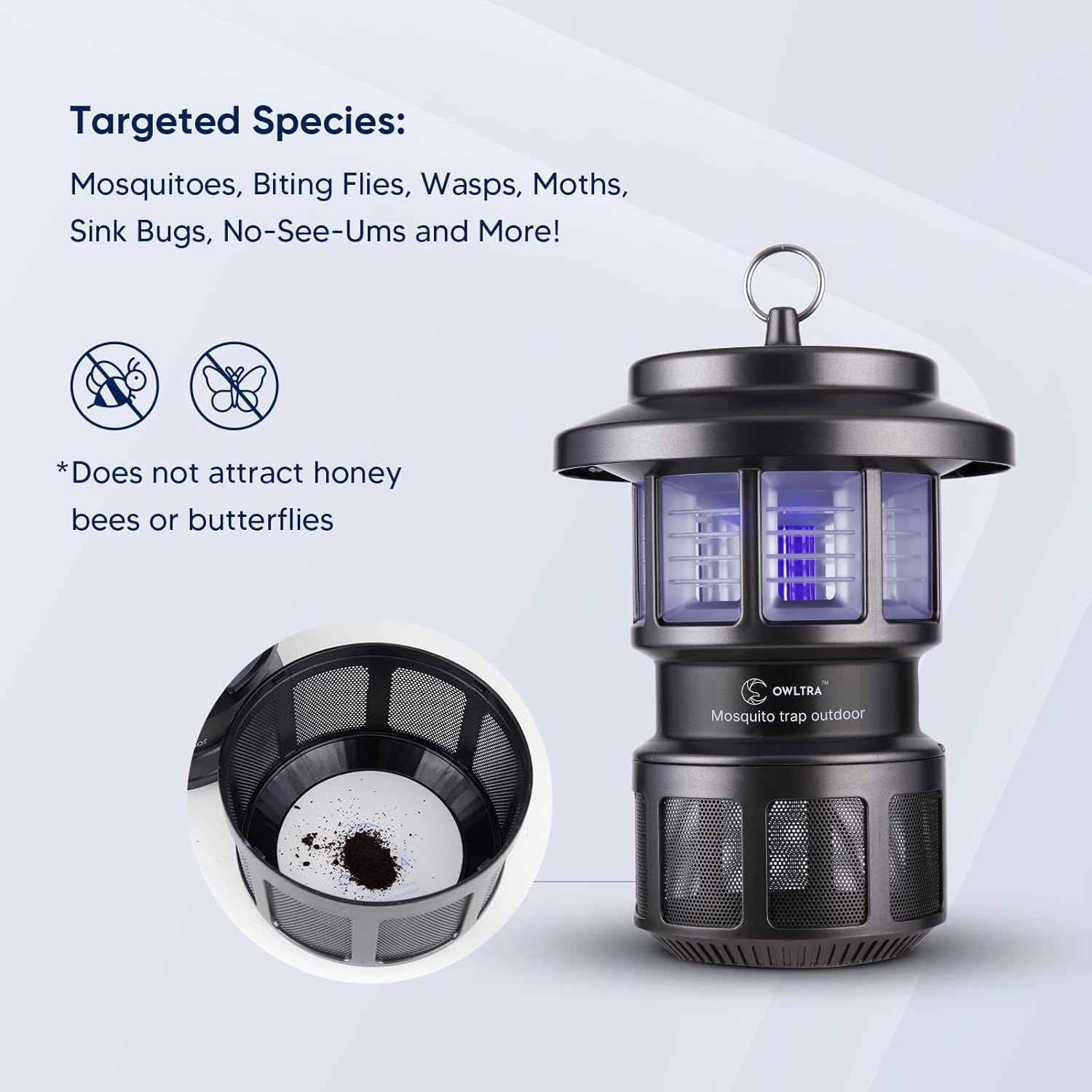 Owltra Indoor Outdoor Glue Board Powerful Suction Fan Fly Bug Zapper Traps Zapper Mosquito Killing Lamp insects Flies Moths