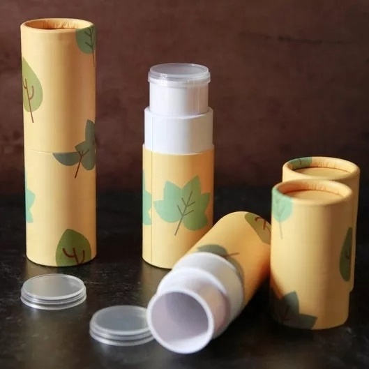 Custom printing lip balm cylinder cardboard packaging paper chapstick tube for cosmetics