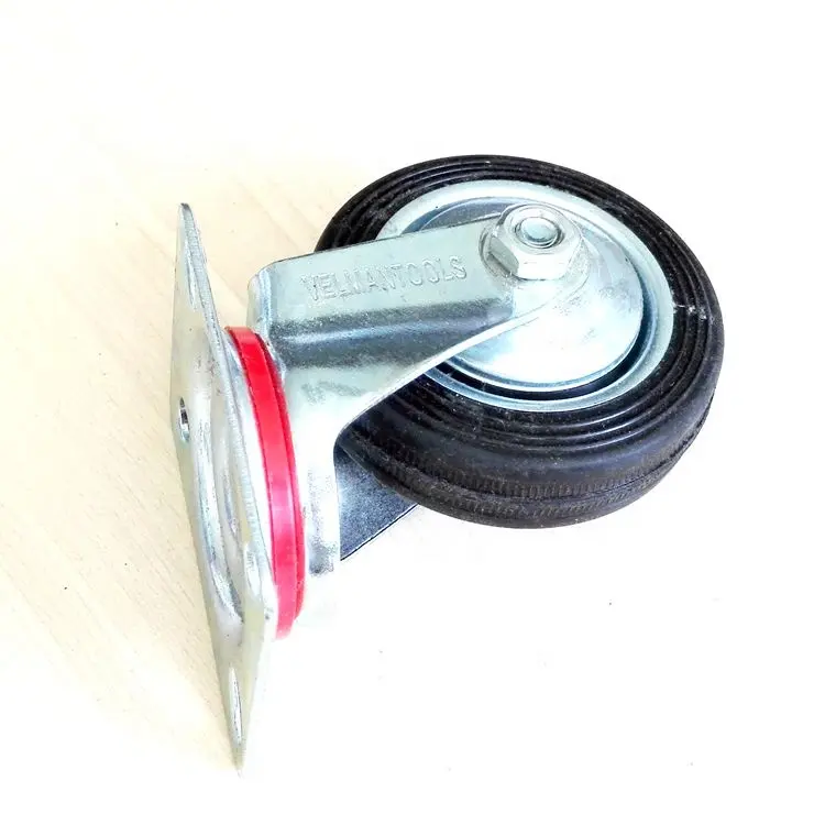 Custom 1 2 3 Inch Rubber Caster Wheel Heavy Duty Chair Trolly Swivel Caster 5 Inch Rubber Wheel