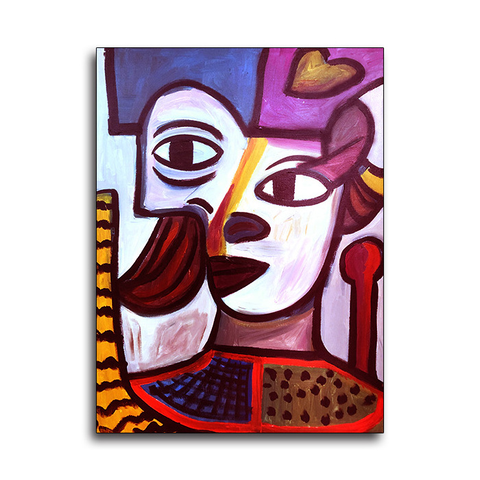 Handmade Oil Painting on Canvas Impressionist One Face in Dark Purple Wholesale Modern Abstract Pop Art