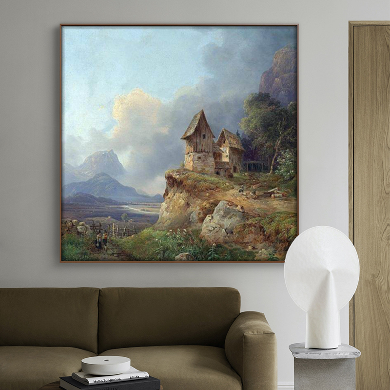 Hot Sale Handmade 3D  Oil Painting Mountains View for Living Room Popular Wall Art with Canvas Support Base Scenery Subject