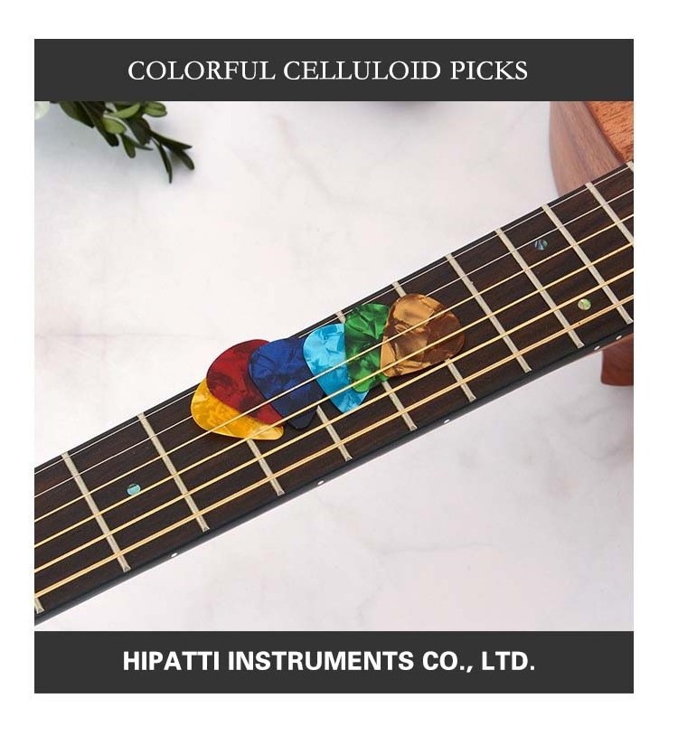 Wholesale guitar accessory guitar pick Custom Logo Silk Printing Celluloid Pearl Guitar Picks