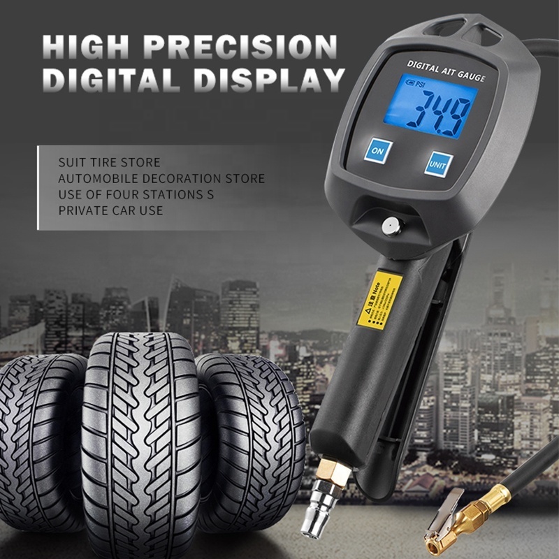 Digital Air Tire Inflator pressure Gauge With Chuck Hose digital tire gauges