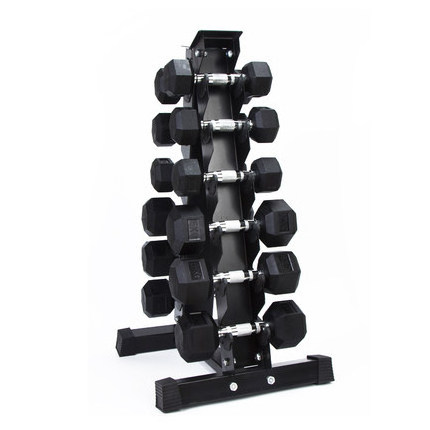 Rubber Adjustable Gym150 Lb  Dumbbell Storage Rack Stand Tree Black Hex Dumbbell Rack Set With Rack 5-100