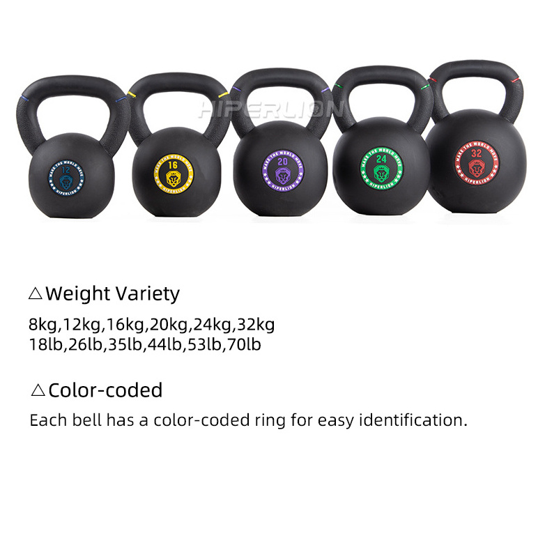 Custom Made Strength Training Pesa Rusa 6kg 8Kg 16Kg 32Kg Premium Rubber Coated Logo Gym Kettlebells For Fitness