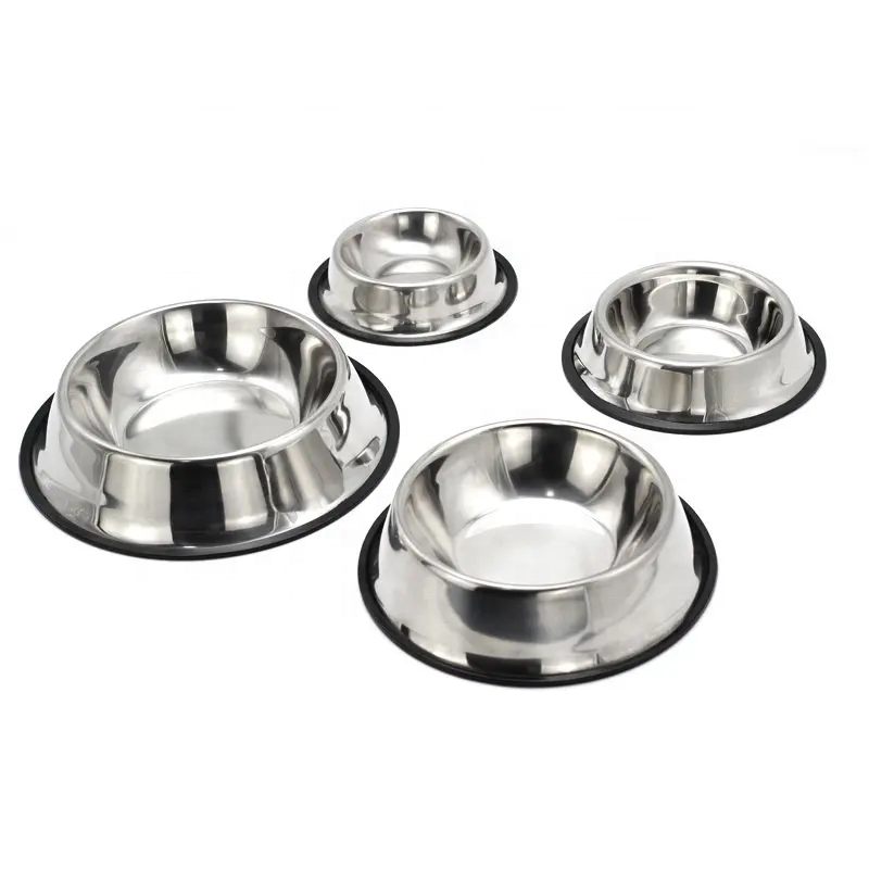 Wholesale Custom Pet Stainless Steel Bowl for Dog and Cat Food Feeders Non-Slip Design Pet Dog Bowls