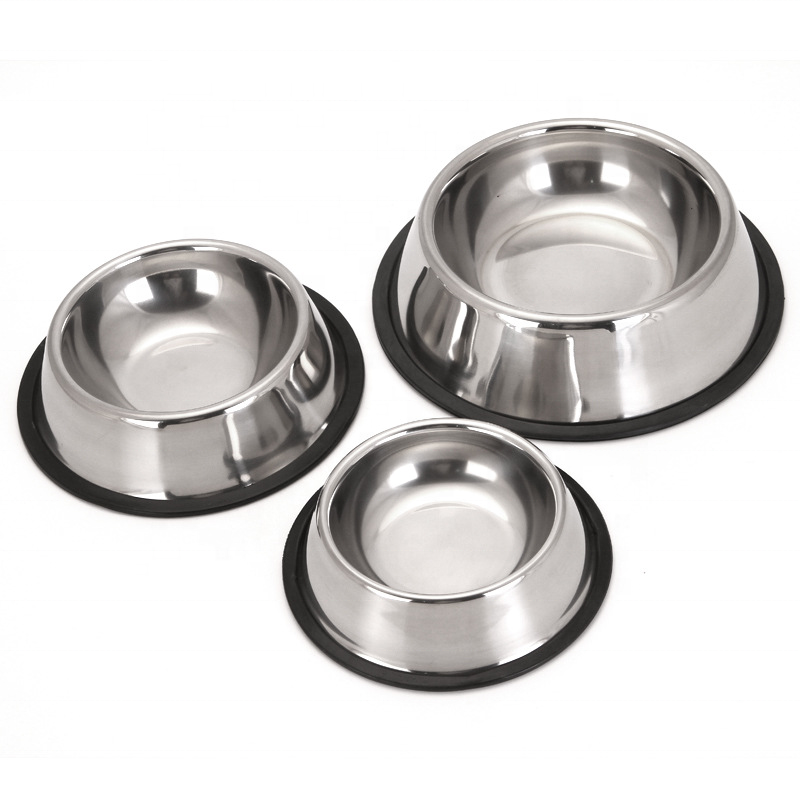 Wholesale Custom Pet Stainless Steel Bowl for Dog and Cat Food Feeders Non-Slip Design Pet Dog Bowls