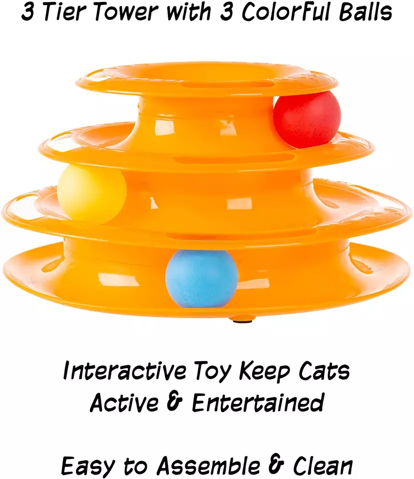 3-Level Turntable Cat Toys Balls Interactive Kitten Fun Mental Physical Exercise Puzzle Cat Toys