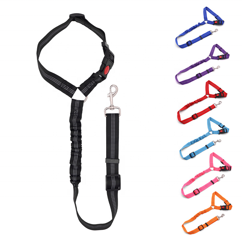 Multifunctional Adjustable Reflective Nylon Bungee Safety Pet Dog Leash Dog Car Seat Belt