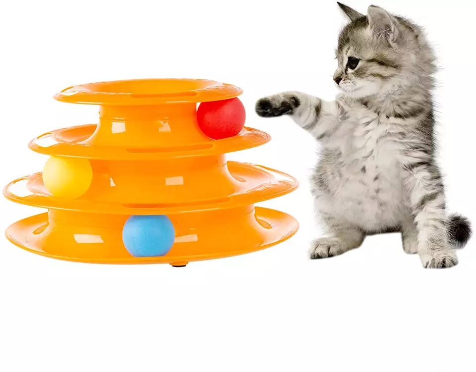 3-Level Turntable Cat Toys Balls Interactive Kitten Fun Mental Physical Exercise Puzzle Cat Toys