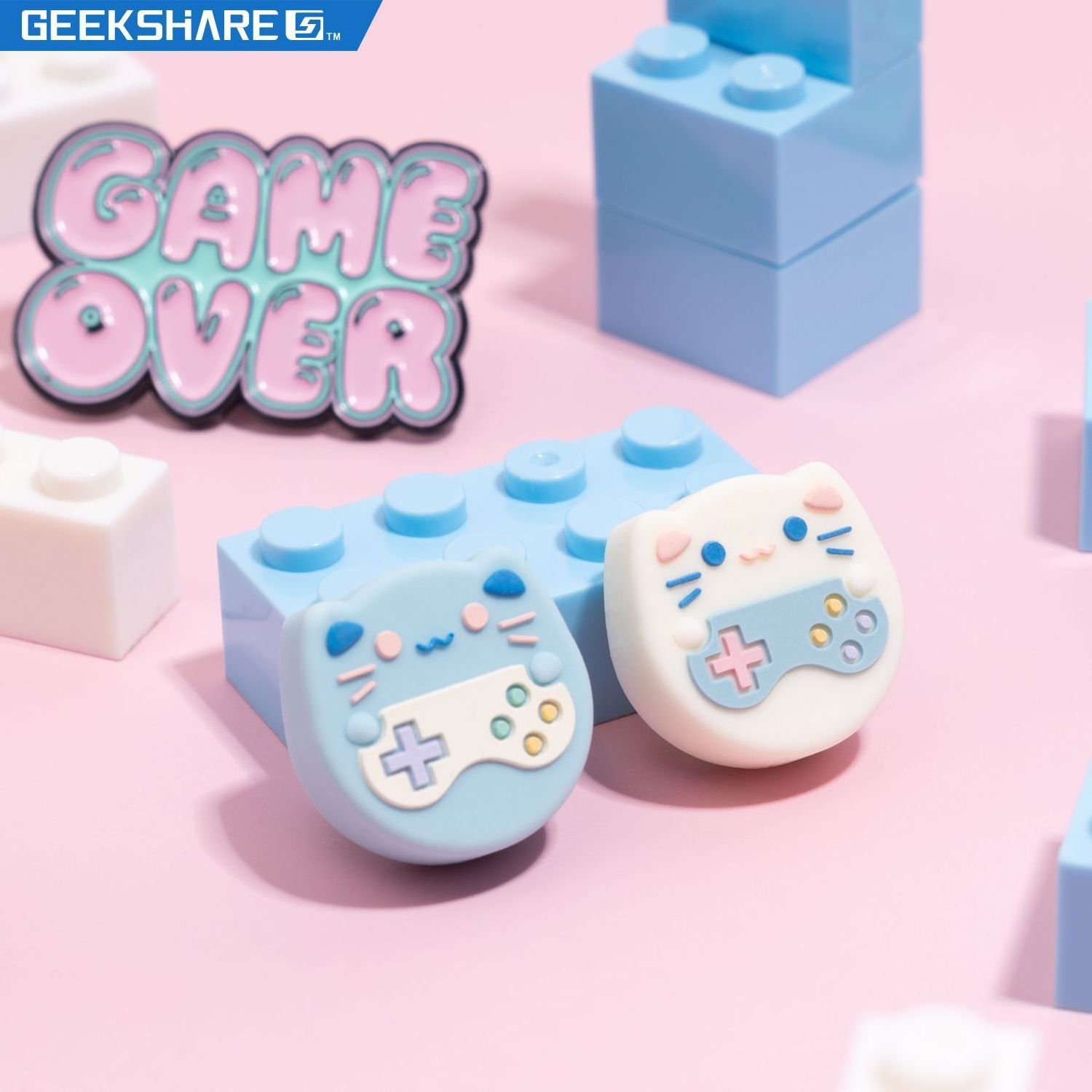 GeekShare Cute Animal Theme Thumb Grip Caps 4PCS Soft Silicone Joystick Cover for Nintendo Switch/OLED/Switch Lite Box Package