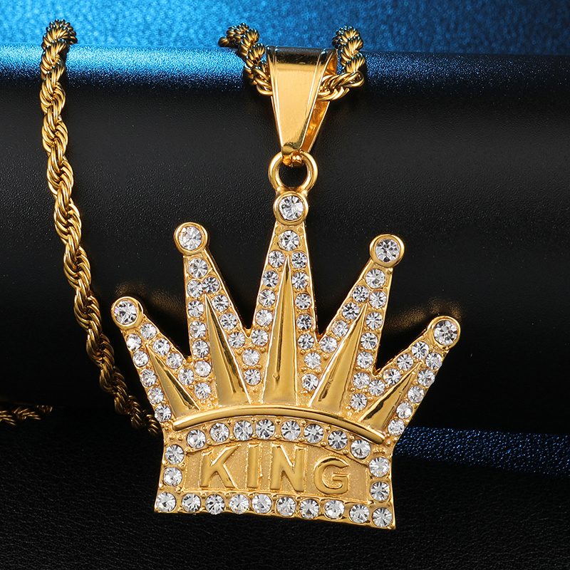 Trend Stainless steel Crown KING Pendant & Necklace For Men Hip Hop Jewelry