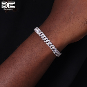 De Iced Out 10MM Two Rows VVS Diamond Necklace 925 Sterling Silver Men Bracelets Miami Moissanite Cuban Link Chain Bracelet