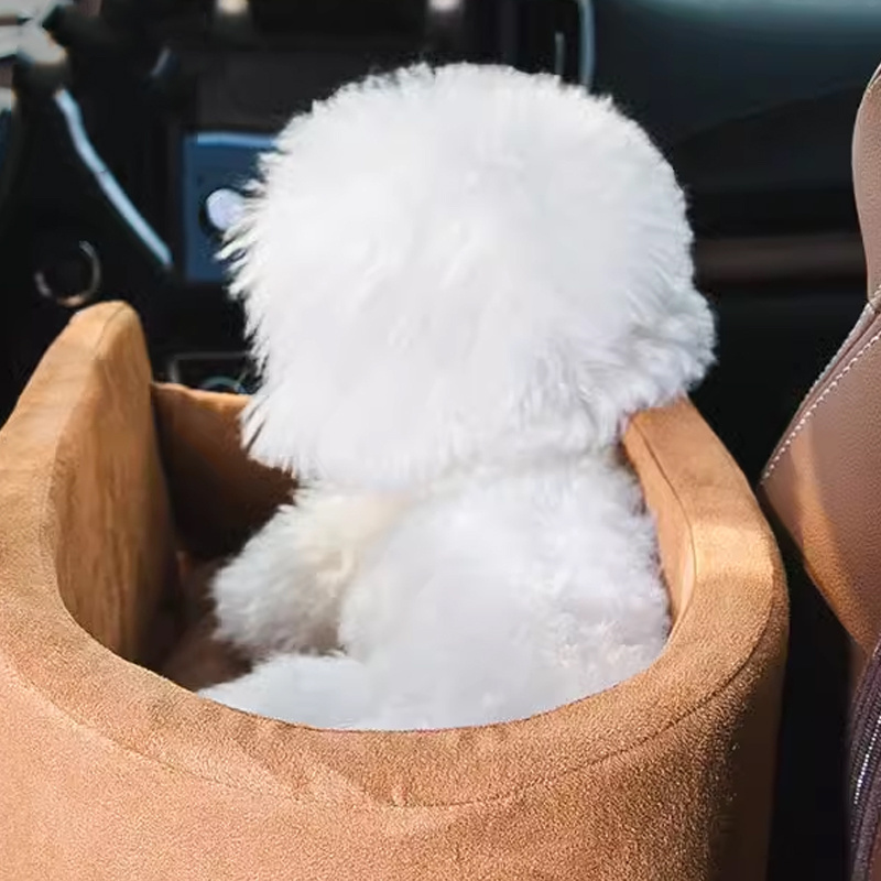 Fast Shipping Wholesale Manufacturer Handmade Suede Car Seat Dog Car Cushion Full Season Pet Bed Travel Carrier in Car