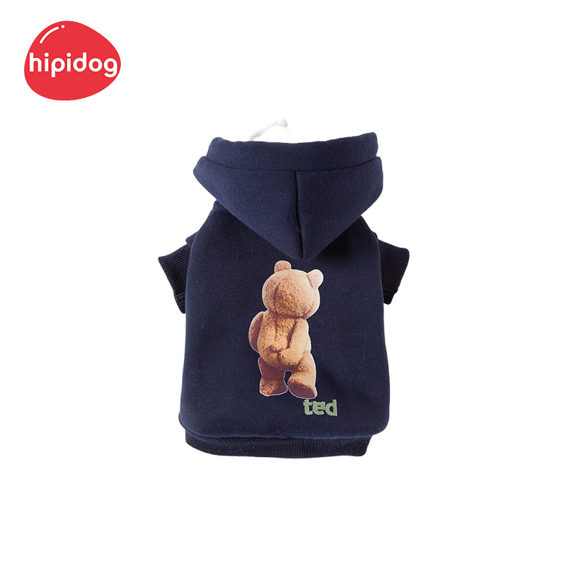 Hipipet Handmade Bear Printing High Quality Luxury Custom Hoodies Eco Friendly Dog Apparel Pet Dog Cat Sweatshirt for Autumn