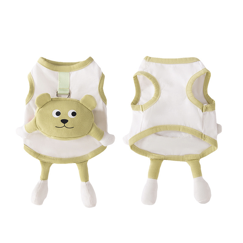 Fast Shipping Wholesale Manufacturer Cotton Soft Pet Apparel Luxury Spring Summer Dog Vest Cat Clothes with Bear Backpack