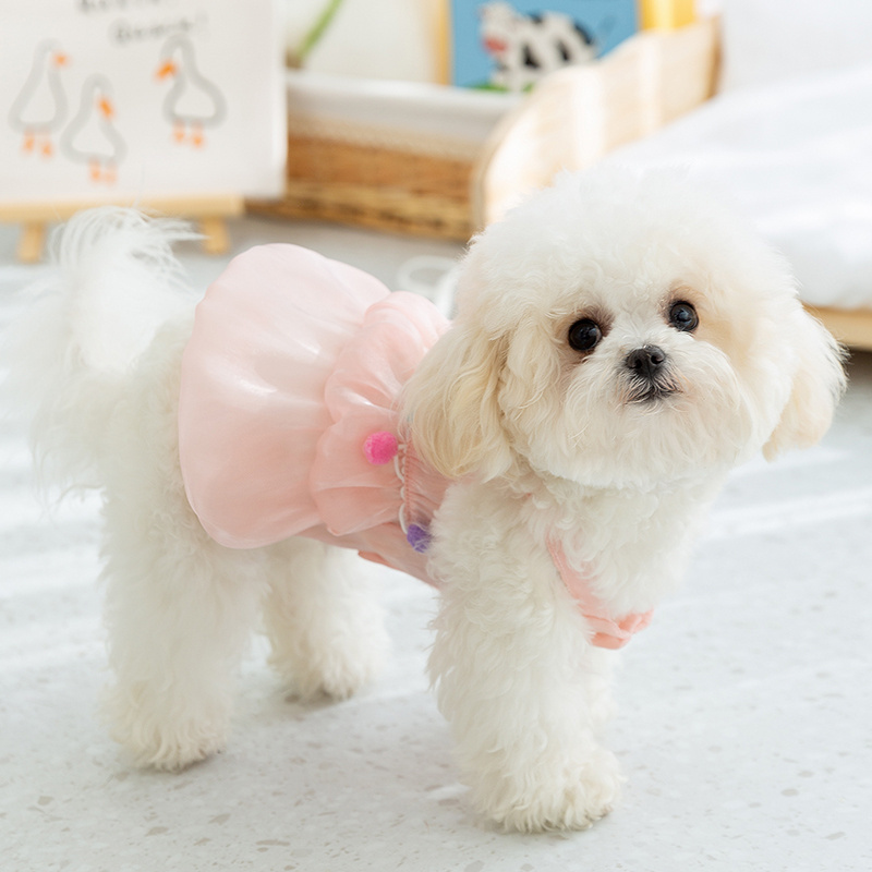 Fast Shipping Wholesale Manufacturer Cotton Chiffon Luxury Pet Dress XS-XL Pink Cute Breathable Spring Summer Dog Cat Clothes