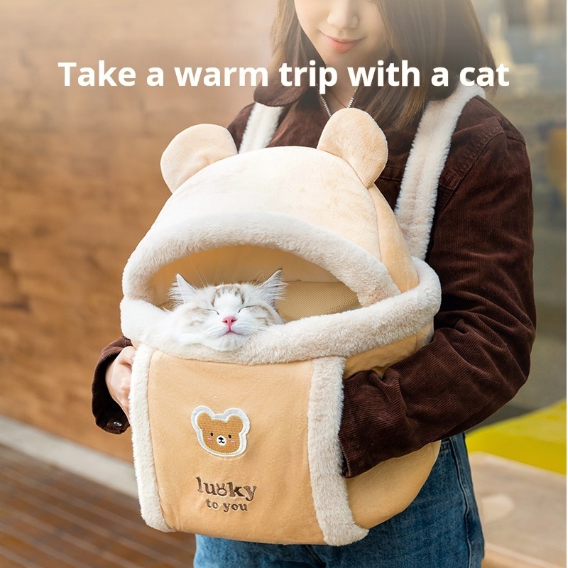 Fast Shipping Wholesale Manufacturer Cute Winter Warm Soft Small Dog Cat Backpack Pet Carriers Bag