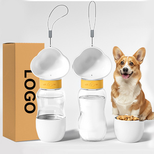 350ml Leak-proof PP Pet Feeders in Travel Custom Logo 2 in 1 Portable Dog Water Bottle with Food Container for Outdoor