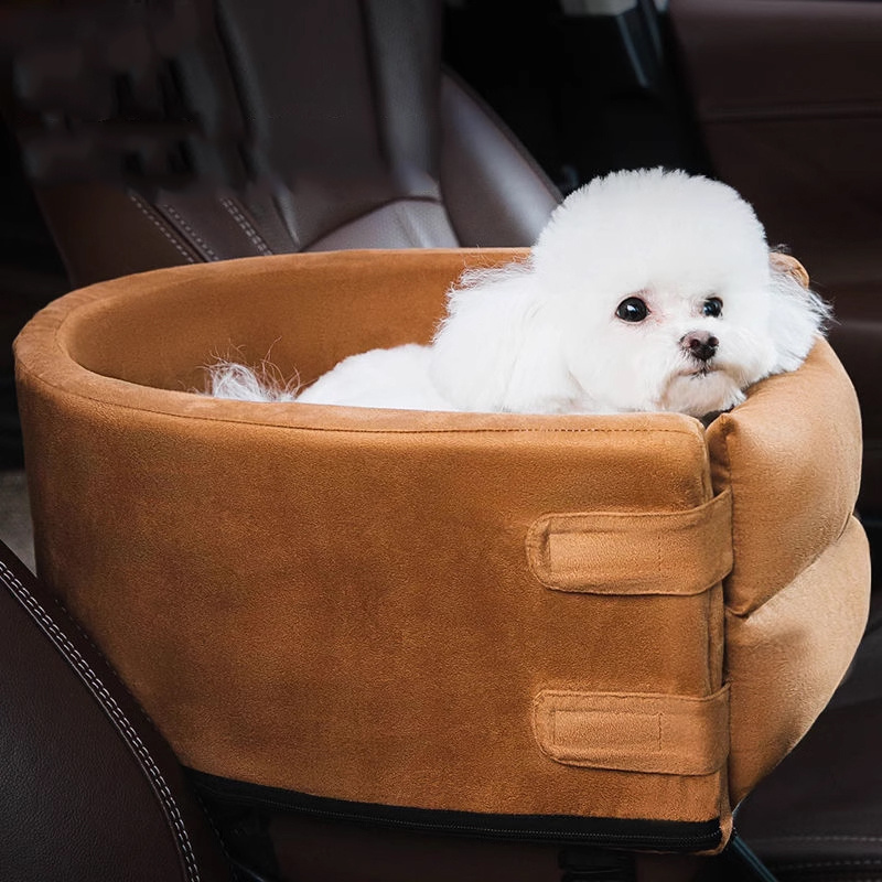 Fast Shipping Wholesale Manufacturer Handmade Suede Car Seat Dog Car Cushion Full Season Pet Bed Travel Carrier in Car