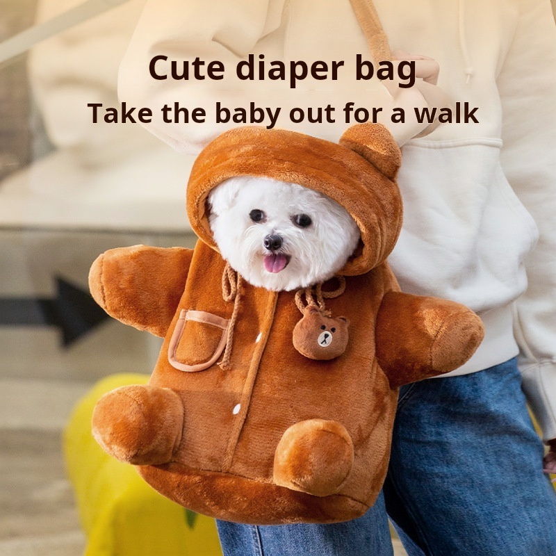 Fast Shipping Wholesale Manufacturer Pet Carrier Cute Plush Bee Bear Design Winter Warm Dog Cat Carrier Bag for Small Breed