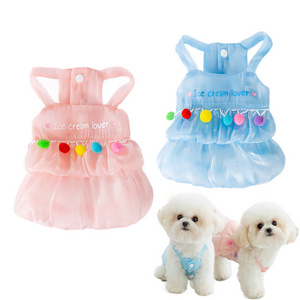 Fast Shipping Wholesale Manufacturer Cotton Chiffon Luxury Pet Dress XS-XL Pink Cute Breathable Spring Summer Dog Cat Clothes