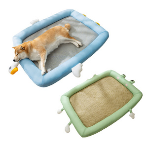 Fast Shipping Wholesale Manufacturer Summer Cooling Breathable Pet Nest Orthopedic Blue Plush Soft Dog Mat Bed for Home