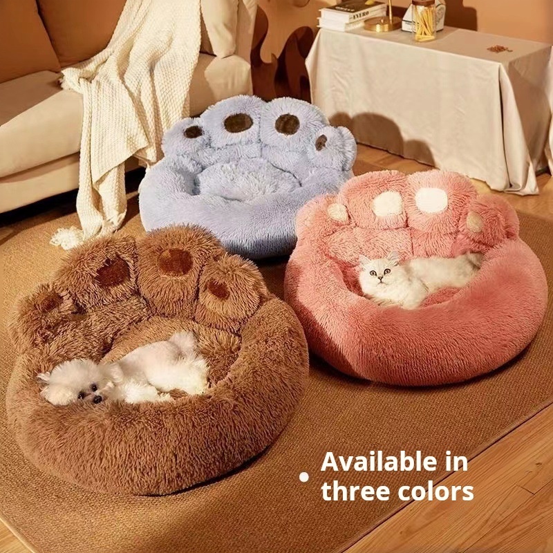 Fast Shipping Wholesale Manufacturer All Season Paw Shape Dog Product Plush Warm Cozy Soft Deep Sleeping Pet Cushion Dog Cat Bed