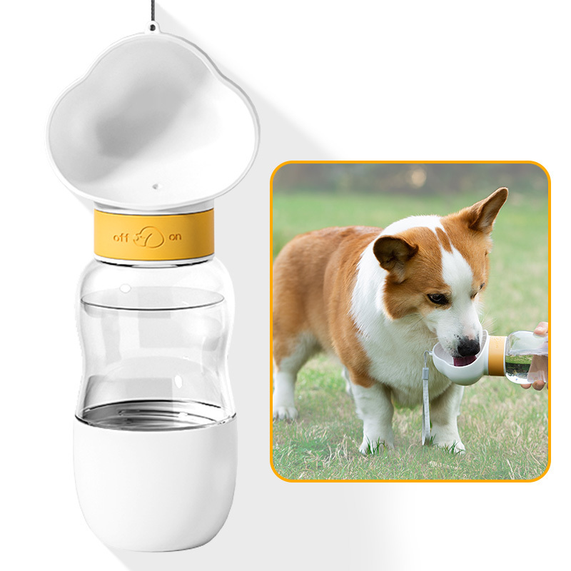 350ml Leak-proof PP Pet Feeders in Travel Custom Logo 2 in 1 Portable Dog Water Bottle with Food Container for Outdoor