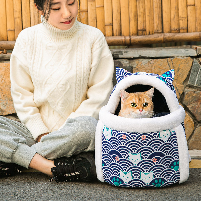 Velvet Winter Warm Soft Comfortable Portable Hiding Pet Bag for Cat Out Backpack Dog Travel Outdoor Dog Carrier Backpack