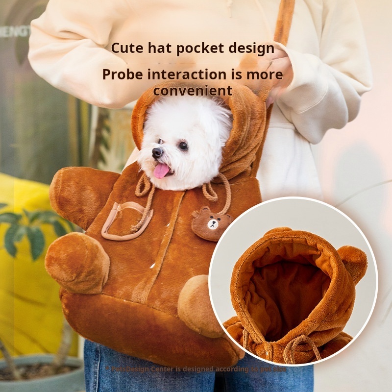 Fast Shipping Wholesale Manufacturer Pet Carrier Cute Plush Bee Bear Design Winter Warm Dog Cat Carrier Bag for Small Breed