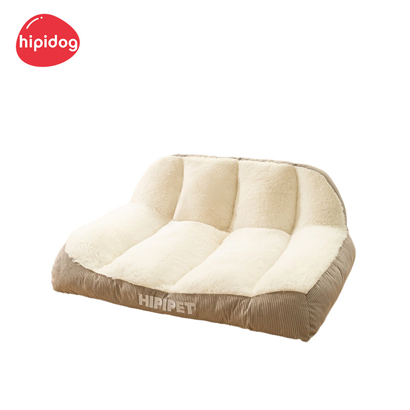 Hipidog Deep Sleeping Velvet Winter Warm Soft Luxury Pet Cat Round Bed House Small Dogs Cat Nest Washable Boucle Fabric Dog Bed