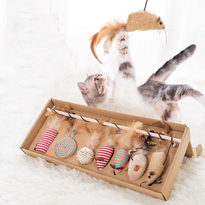 7 in 1 Simulation Mouse Hot Selling Sticky Catnip Bite-resistant Funny Stick cat teaser Cat feather toy