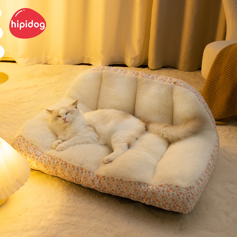 Hipidog Deep Sleeping Velvet Winter Warm Soft Luxury Pet Cat Round Bed House Small Dogs Cat Nest Washable Boucle Fabric Dog Bed